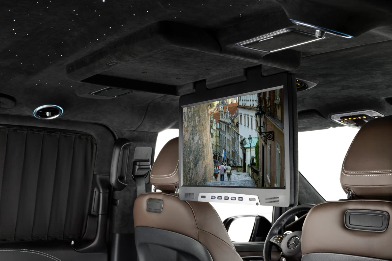 Потолочный монитор в автомобиль. Фото