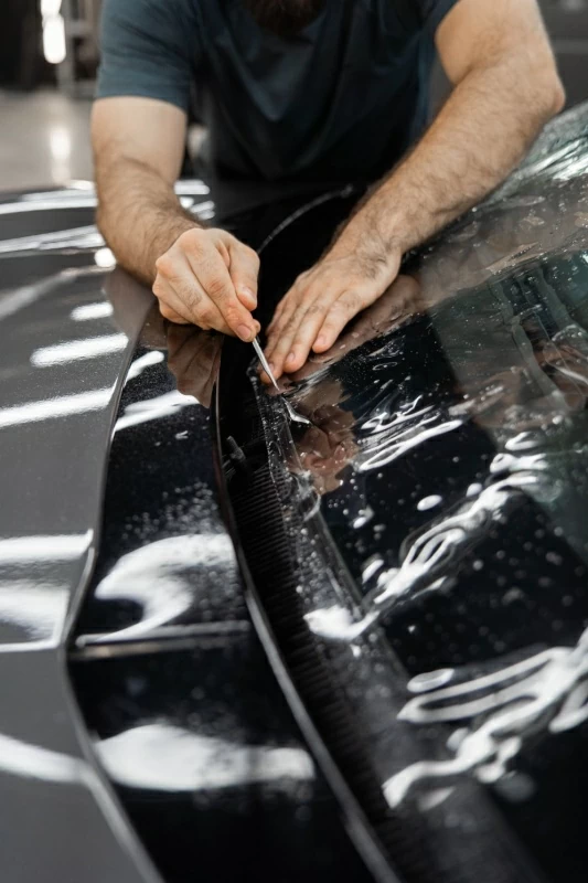 Оклейка защитной плёнкой лобового стекла